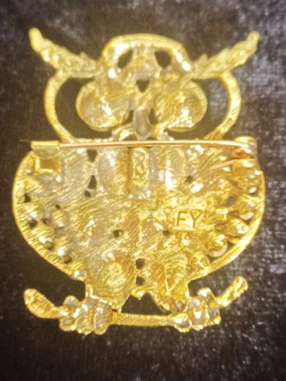 Multi Colored Rhinestone Owl Brooch - Picture 2 of 4